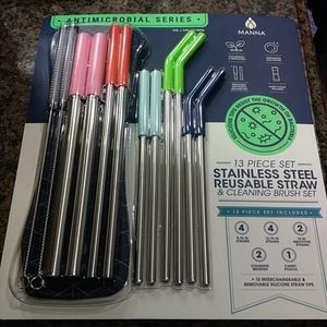 13 piece stainless steele reusable straws